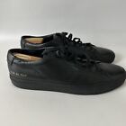 COMMON PROJECTS Mens Low All Black Leather Lux Sneakers Size 44 US 11
