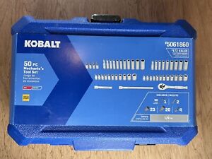 Kobalt 50PC SAE & Metric Polished Chrome Mechanics Tool Set w/Case. BRAND NEW