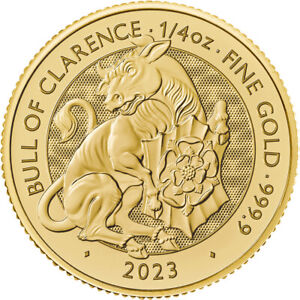 2023 Great Britain Gold Tudor Beasts Bull of Clarence £25 - 1/4 oz - BU