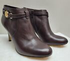 Coach Salene II Brown Ankle Bootie Heels Leather Gold Q2092 Size 9 B Boots