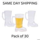 Plastic Boot Beer Steins - Set of 30 Mugs By Party Glowz