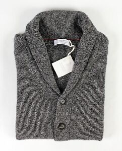 New $4495 BRUNELLO CUCINELLI 100% Cashmere Shawl Cardigan Sweater - Gray - L