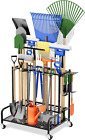 Garden Tool Organizer with Wheels Yard Tool Rack for Garage with Hooks