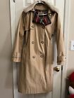 Abercrombie & Fitch Trench Coat Women’s Sherpa Collar Sz M Plaid Tan