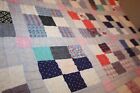 New ListingAntique Nine 9 Patch Quilt Hand Stitched 1930s 1940s 67x75 Patchwork country