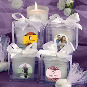20-96 Personalized White Frosted Votive Candles - Wedding Shower Party Favors