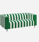 Ikea KLIPPAN loveseat sofa COVER ONLY, radbyn green white stripe 304.601.75 NEW