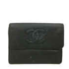 CHANEL CC Logo Black Caviar Skin Trifold Wallet/3X1173