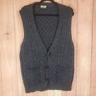 Carraig Donn Fisherman 100% Irish Wool  Cardigan Sweater Vest Sz M / L Long