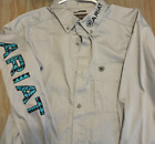 Ariat Men's Team Logo Twill Fitted Light Grey Button Down Shirt 10048716