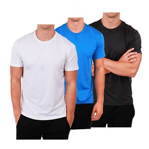 Men’s 3 Pack Mix Active Sports Running Gym Performance Short Sleeve T-Shirts