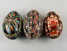 Lot of 3 - Pysanky Eggs Easter Lacquered 3-3.5