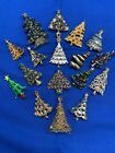 Christmas Tree Brooch and Pendent Lot Mix of Vintage and Contemporary