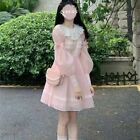 Women Kawaii Long sleeved Elegant Party Mini Dress Sweet Pink Lolita Korean
