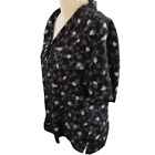 Sag Harbor classic short sleeve blouse black floral sz 14 polyester