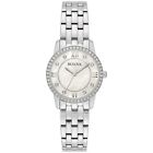 Bulova Women's Quartz Crystal Accent Silver Stainless Steel Watch 27MM 96X157