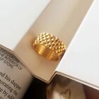 8MM Wide Woman 18k Gold Plated Stainless Steel Gear Shape Band Ring 6-9