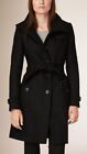 NWT Burberry Brit Women's Rushfield Single Breasted Wool Trench Coat Black