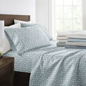 Kaycie Gray Bed Sheets Patterned 4 PC Microfiber Soft Bedding