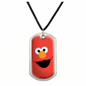 Sesame Street Elmo Face Military Dog Tag Pendant Necklace with Cord