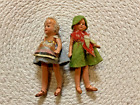 Pair of Antique German Hertwig Composite Miniature Dollhouse Girl Dolls