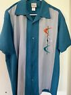 Lucky Paradise Retro Atomic Bowling Style Shirt Sz S 24.5” Across Chest 28” Long