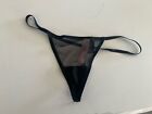 Victoria’s Secret V-String Thong Panty Sheer Black Mesh One Size Fits Most NWT