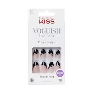 KISS Voguish Fantasy Press On Nails, Charmante Multicolor Medium Almond 28 Nails
