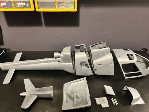 500 size RC helicopter fuselage Airbus Eurocopter AS350 3D Printed Grey Trex500