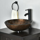 Bathroom Vessel Sink Tempered Glass Basin Vanity Bowl Faucet Pop-up Drain Combo