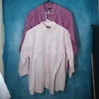 2 Rochester Shirts, Mens, Button Front, Pink/Red, Long Sleeve, 22 36/37 Tall