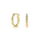 14K Real Solid Gold Hand Engraved Diamond-Cut Creole Hoops Earrings All Sizes