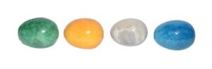 Onyx Marble Stone Eggs Lot of 4 Blue Yellow Green White Easter 1 1/2