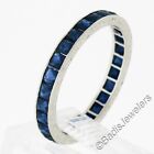 Antique Art Deco Plat. 2ctw Sapphire Engraved Sides Eternity Stack Band Ring