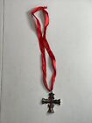 Vampire Gothic Antique Gold Cross with Jewels Halloween Costume Necklace