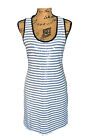 NICOLE MILLER Sequin Dress ARTELIER White/Black Striped Mini Size M Style B10493
