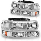 For 99-02 Chevy Silverado 1500/2500/3500 Chrome Headlights+Bumper Signal Lamps (For: 2000 Chevrolet Silverado 1500)