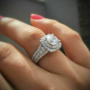 3 CT Lab Created Diamond Bridal Engagement Set Ring 14K White Gold Finish