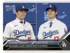 YOSHINOBU YAMAMOTO Rookie Card w/ SHOHEI OHTANI 2023 Topps Now #OS-26 Dodgers 📈