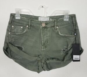 NWT One Teaspoon Womens Shorts Size 24 Button Super Khaki Bandits Green Casual