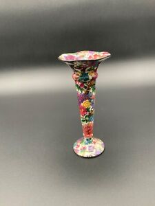 Antique Crown Ducal Ware Chintz  Flower Trumpet Vase by A.G.R & Co 6.5 “ H