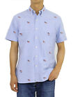 Polo Ralph Lauren SS Short Sleeve Oxford Button Down Shirt w/ USA Flags - Blue