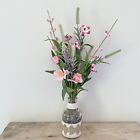 New ListingHandmade Pink Wildflower Faux Floral Arrangement in Glass Vase Artificial Flower