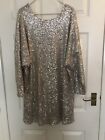 River Island Gold sequin dress size 12 14 Oversize style!