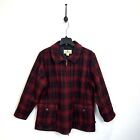 Woolrich Coat Womens Size 2XL Red Black Plaid Wool Blend Quilted Zip Jacket