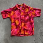 Vintage 60’s Neon Orange Pink Polynesian Tiki Hawaiian Shirt Button Up