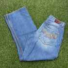 VTG Y2K Rocawear Jeans Mens 36 34x33 Embroidered Wide Leg Skater Pipe Hip Hop