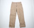 Vintage Carhartt Mens 32x32 Faded Spell Out Wide Leg Dungaree Pants Duck Brown