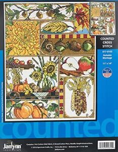 Janlynn 14 Count Autumn Montage Counted Cross Stitch Kit, 11-Inch x 14-Inch