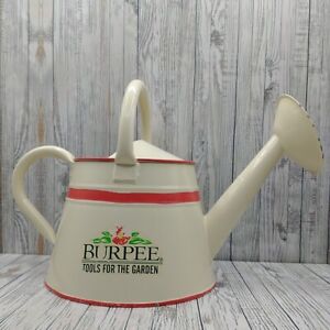 Vintage Burpee Garden Metal Watering Can Ivory Red Country Farmhouse Decor ONLY